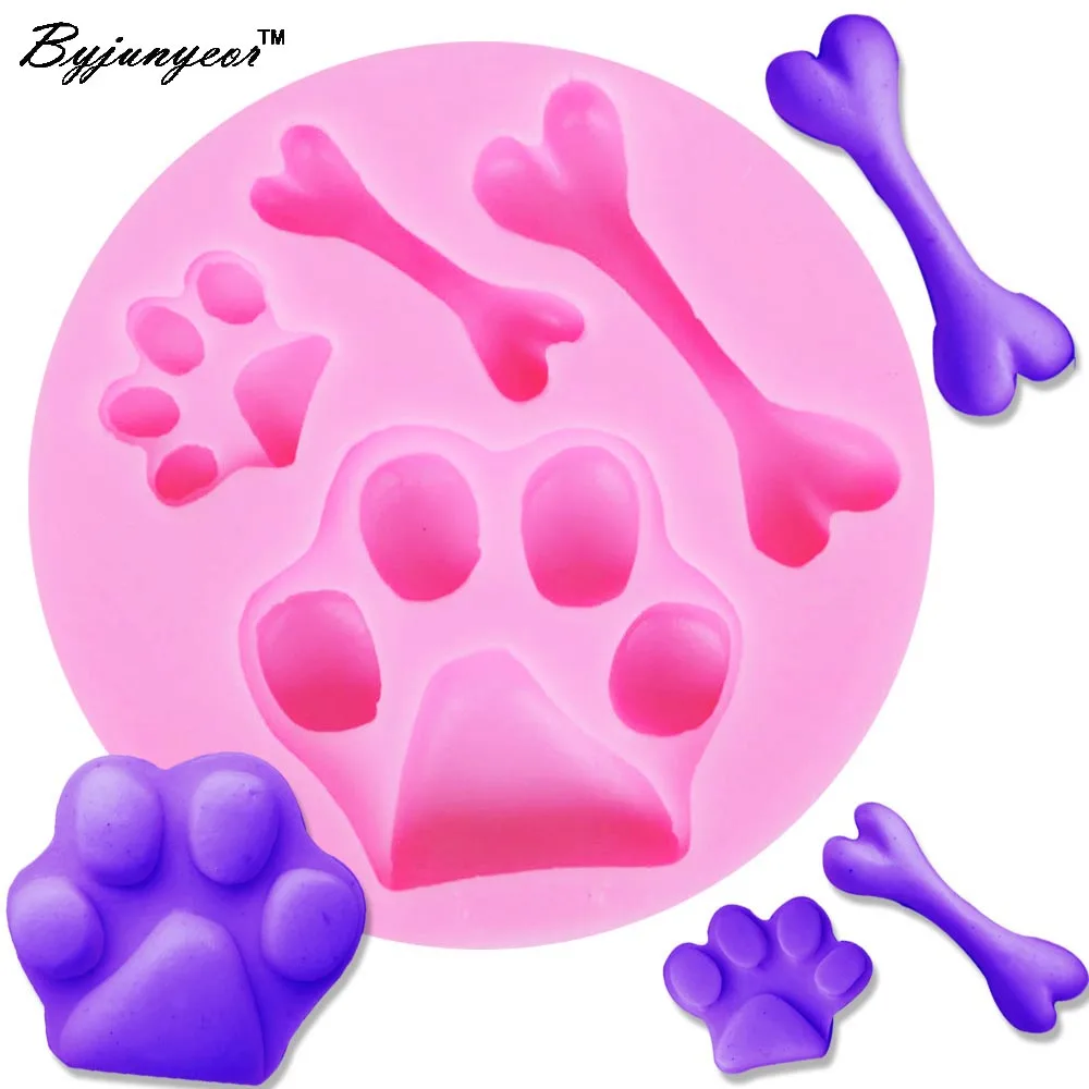 

Byjunyeor 1PCS Paw Dog Cat Bone Paw Epoxy UV Resin Silicone Mould Chocolate Cake Decoration Mold Sugarcraft Clay Mould M215