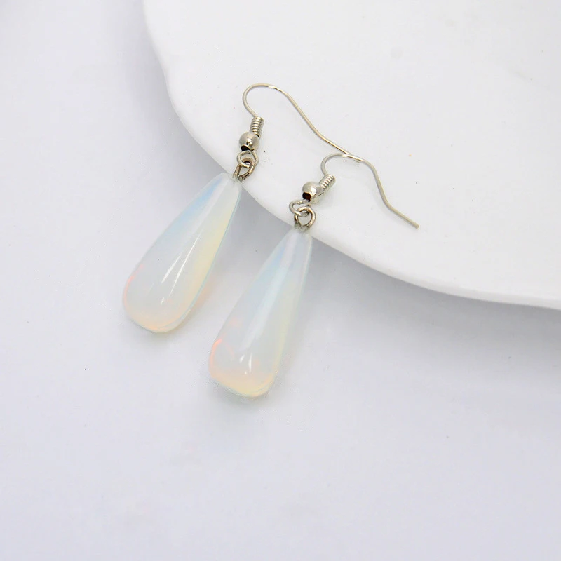 New Fashion Drop Earrings Women Charming Ear Jewelry Water Drops Moonstone Opal Hanging Earrings
