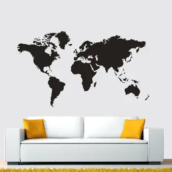 

Large Size 60x150 cm World Map Parlor Sticker Country Plate Map Living/drawing Room Bedroom Office Background Wall Sticker Black