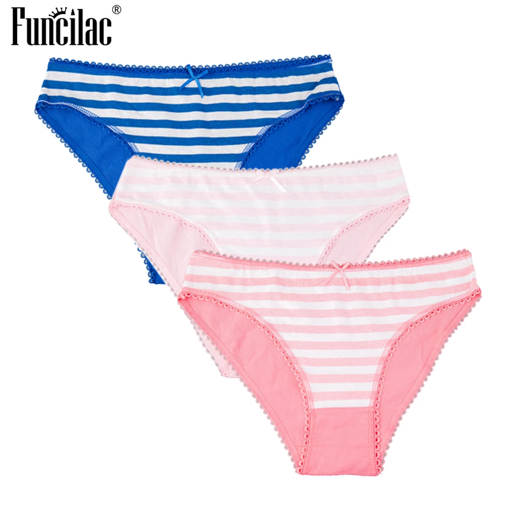 FUNCILAC женские трусы нижнее белье бесшовные хлопковые полосатые сексуальные