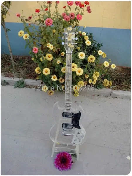 

Chinese handmade acrylic body neck S G electric guitar free shipping