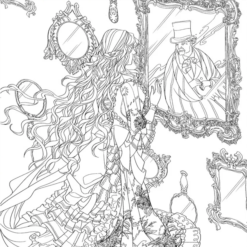 Beauty And The Beast Coloring Books For Adults Relieve Stress Graffiti Painting Drawing Secret Garden Art