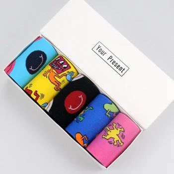 

5 Pairs Male Happy Cartoon Character/Smiley Face Colorful Personality Funny Women Men Unisex Socks Fancy Socks Cotton Cozy Socks