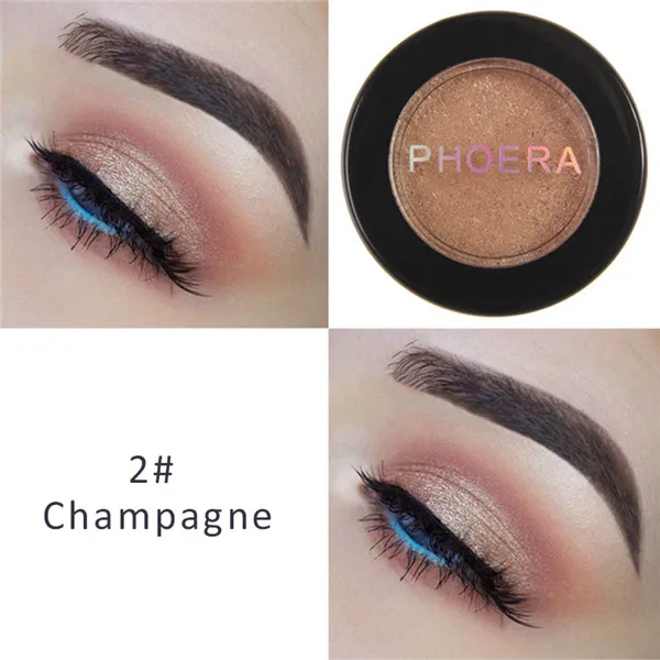 02 Champagne PHOERA 1 шт. блестящая палитра теней для век Металлические тени для век пудра палитра для макияжа натуральный пигмент 24 цвета макияж для лица TSLM1 - Цвет: 02 Champagne