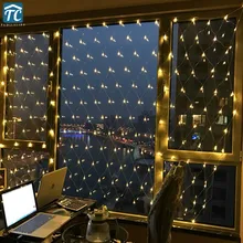 1,5X1,5 м светодиодный сетевой свет рыболовный фонарь мигающий украшение из нитей газон Открытый водонепроницаемый Рождество Свадьба Фея Праздничная занавеска