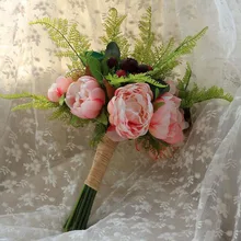 Искусственный цветок «Роза» букет Красивый Фиолетовый Свадебный букет все ручной работы Свадебный букет s