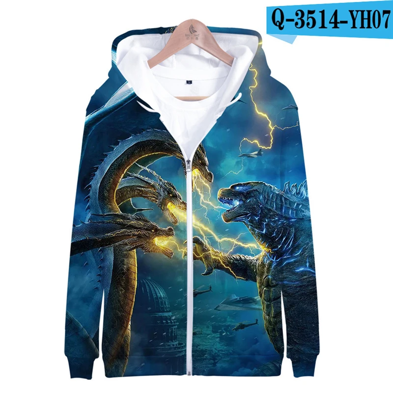 

Godzilla Hoodie King Of The Monster Movie Jacket Pullover Moletom Men Women 3D Jacket Hooded Printed Hoodie Film Hoodies Zipper