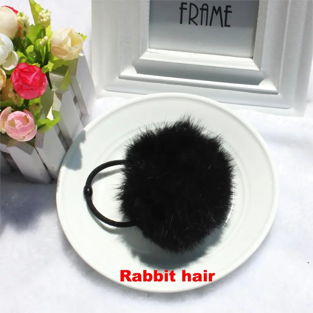 TS Lady 2015 Fashion Rabbit Fur Ball Super Elastic Hair Bands Women Hair Accessories Ball Fashion Colorful Hair Ring Headbands