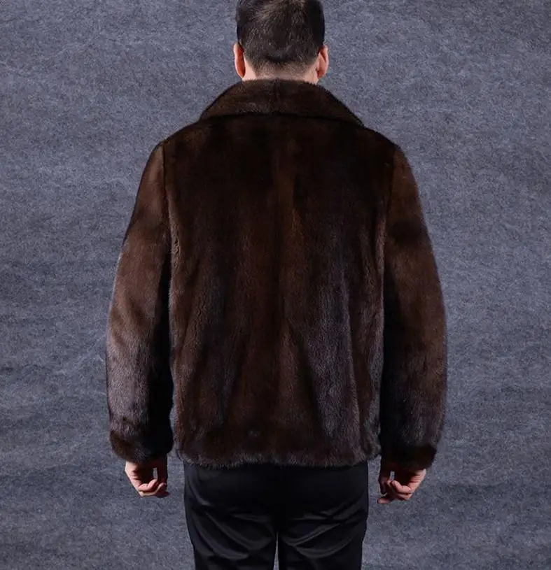 3xl/6xl мужские коричневые куртки из искусственного меха норки зима осень весна Большие размеры куртки из искусственного меха мужские Теплый искуственный мех верхняя одежда