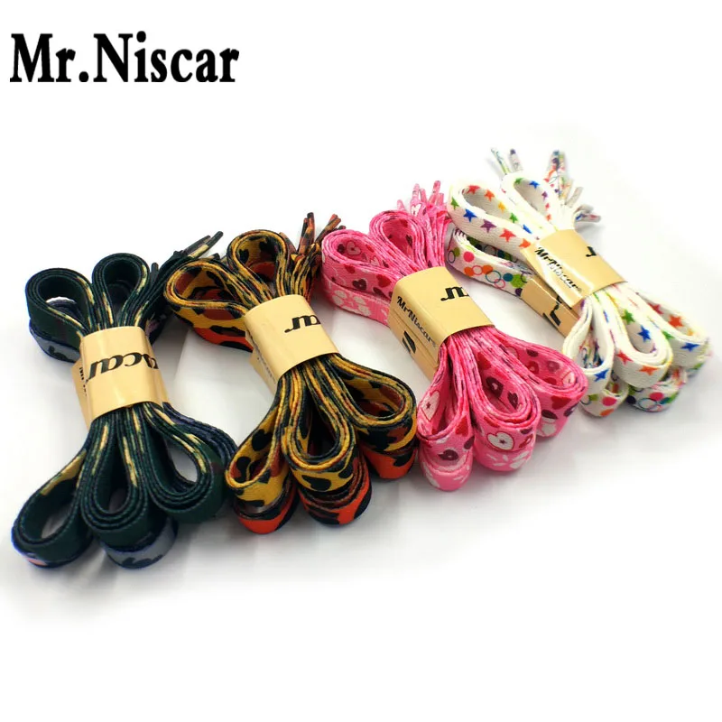 

1 Pair 115cm Flat Shoelaces Top Quality Double Printed Leopard Flowers Heart Cotton Shoe Laces Soft Comfort for Fashion Shoes