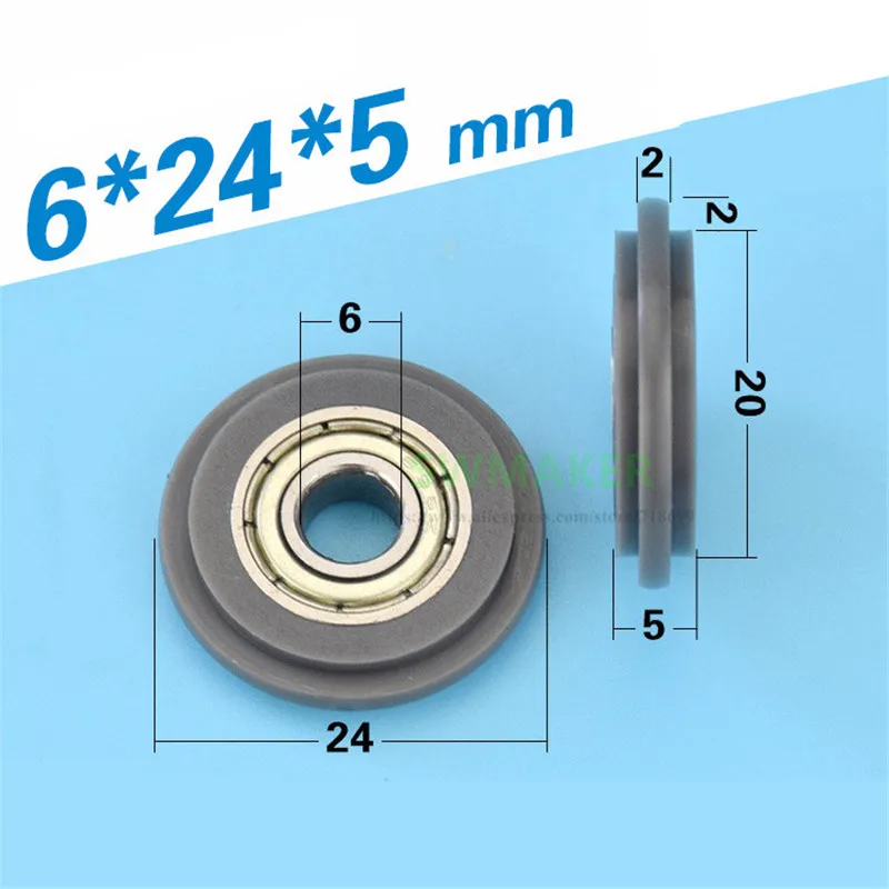 

1pcs 6*24*5mm 696 Bearing PU-coated Door and Window Pulley, am Groove Track Guide Wheel