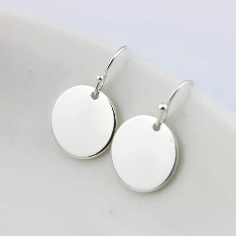 2017 Hot New Fashion Monogram Flat Circle Blank Drop Earrings