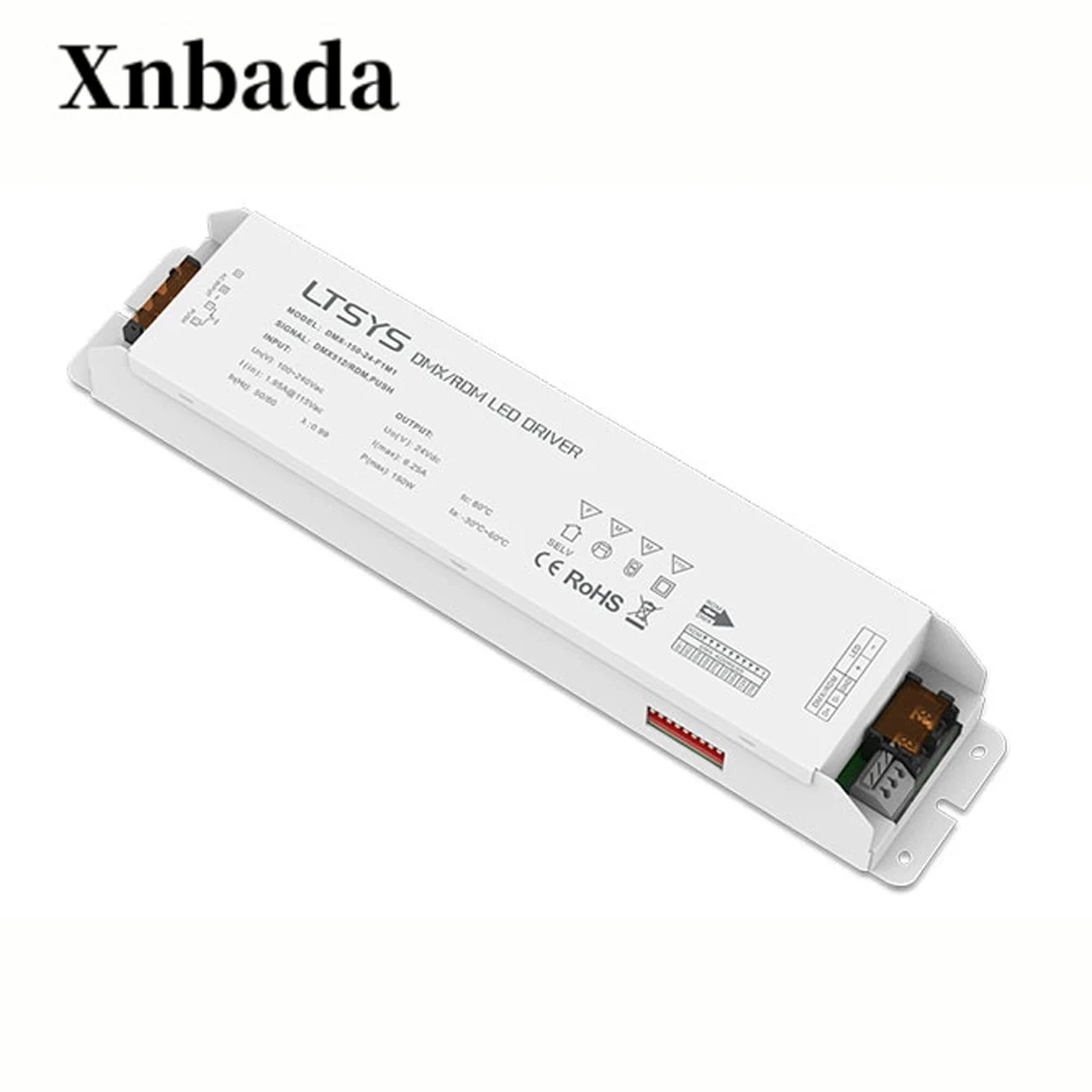 

LTECH DMX-150-24-F1M1 DMX512/RDM led dimming intelligent driver;AC100-240V input 24V/6.25A/150W output CV LED driver