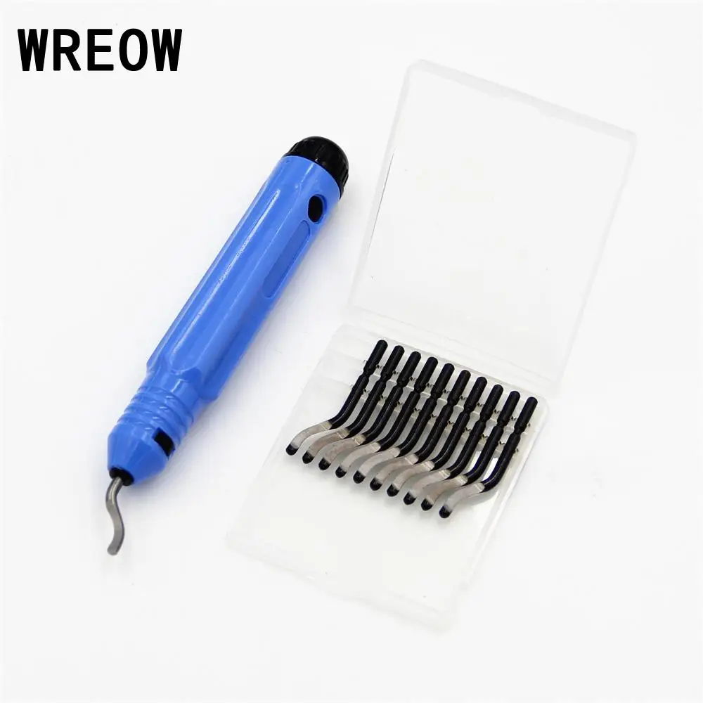 

Plastic Burr Handle NB1100 Manual Hand Deburring Tool Tackle 10pcs Blades Repair Part Circular Hole Straight Edge Machining