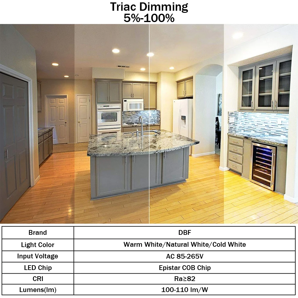 [DBF]Angle Adjustable LED Recessed Downlight Dimmable 7W 9W 12W 15W 18W Epistar COB Chip Ceiling Spot Lamp with 110/220V Driver