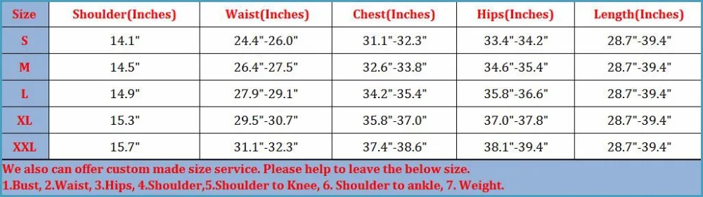 Our size chart