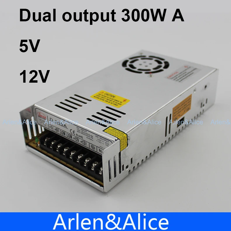 

300W A Dual output 5V 12V Switching power supply AC to DC 25A DC 15.5A