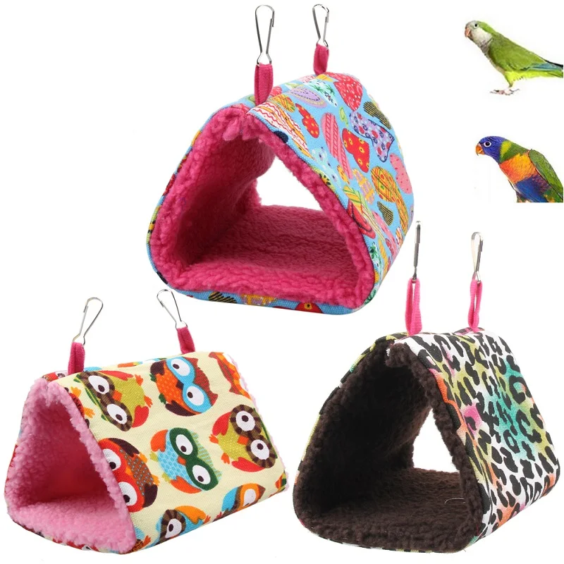 3 Colors Soft Creative Plush Bird Hanging Cave Cage Snuggle Hut Tent Bed Birds Winter Warm Nest