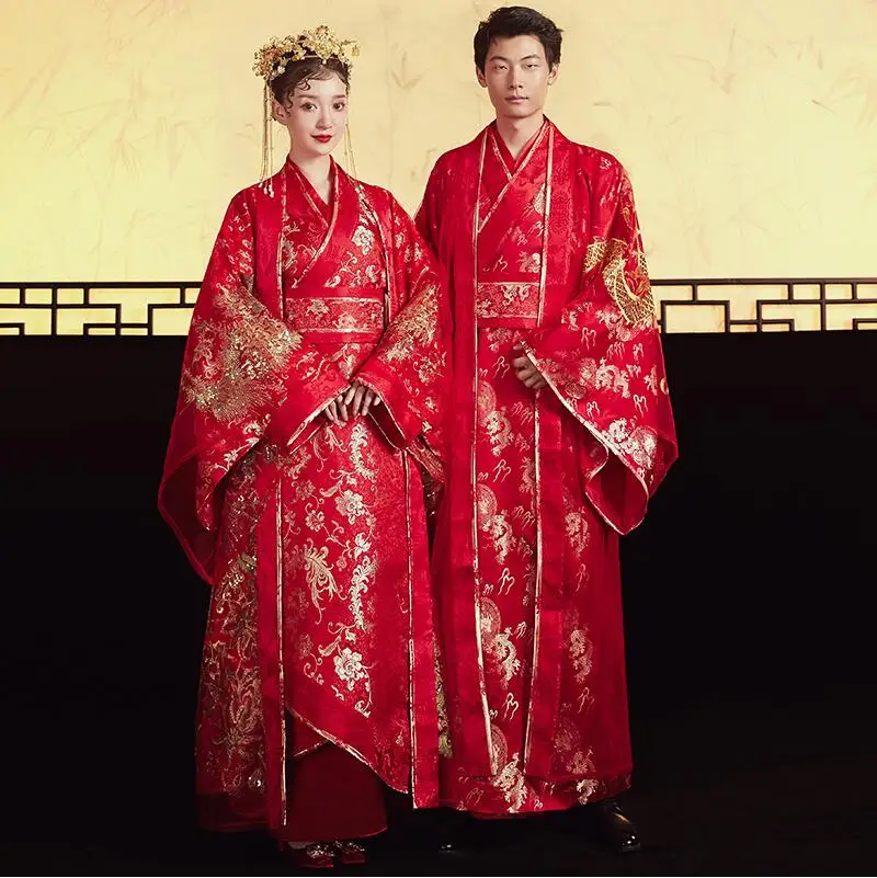 Стандартный Древний китайский Танг династии Китайский стиль Hanfu свадебное платье одежда для женщин невесты платье с Фениксом мужчины