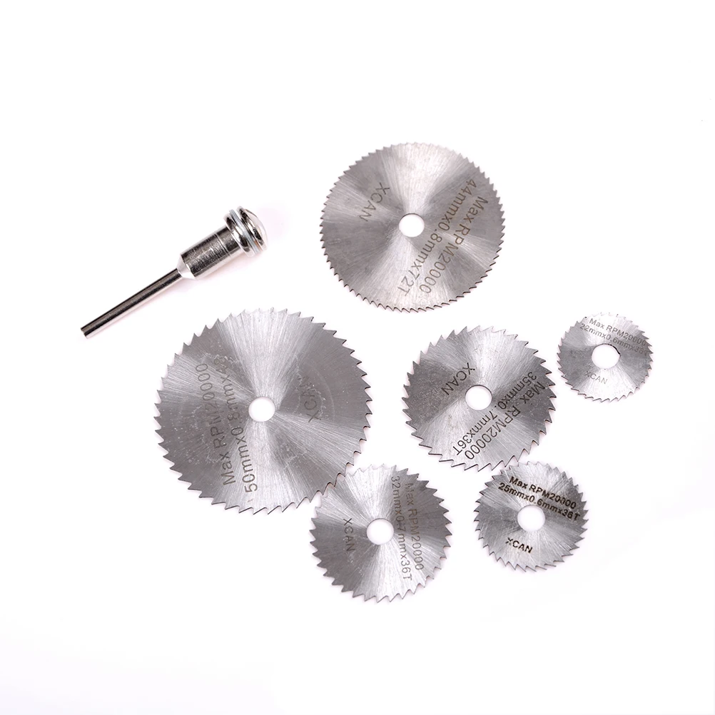 7 PCS/Set 22 /25 /32 /35 /44 /50mm Circular Saw Blades Cutting Discs Mandrel for Dremel Cut off Tool Parts HSS Rotary Tool