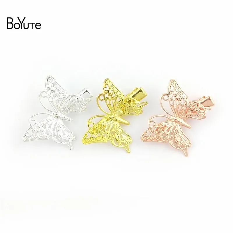 

BoYuTe 20Pcs Filigree 36*25MM Butterfly Hair Clip 6 Colors Plated Women Hair Jewelry Hairgrip