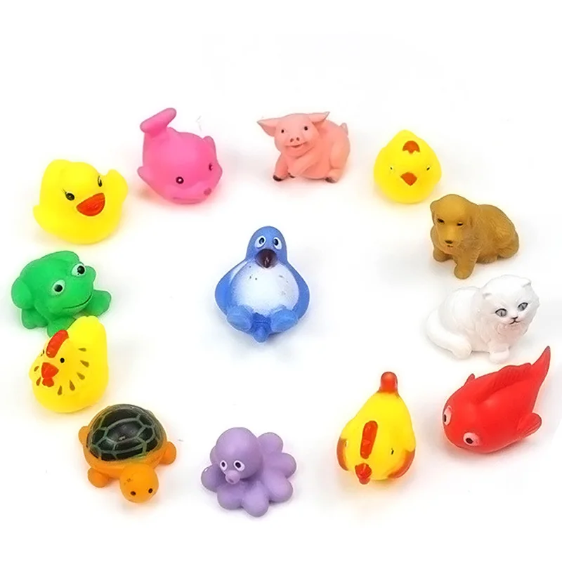 10 шт./компл. милые детские игрушки для ванной Wash Play животные мягкие резиновый плавающий Sqeeze игрушка со звуком Новая акция