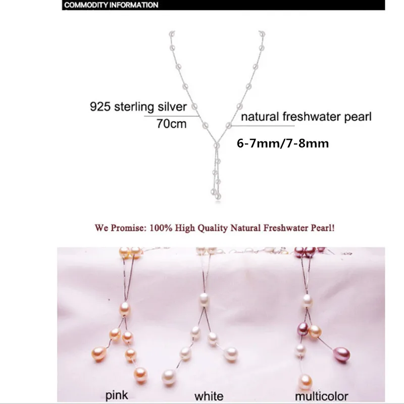 Подлинное модное жемчужное ожерелье, ювелирное изделие, 925 пробы, серебряные ювелирные изделия для женщин, капля воды, babysbreak, 6-7 мм, натуральный жемчуг, подарок