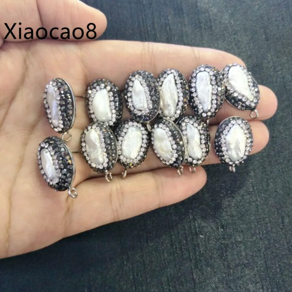 

12 Pieces / lot Nature Pearl Earrings Connectors Trendy Jewelry Findings for Making Earrings Handmade Accessoires