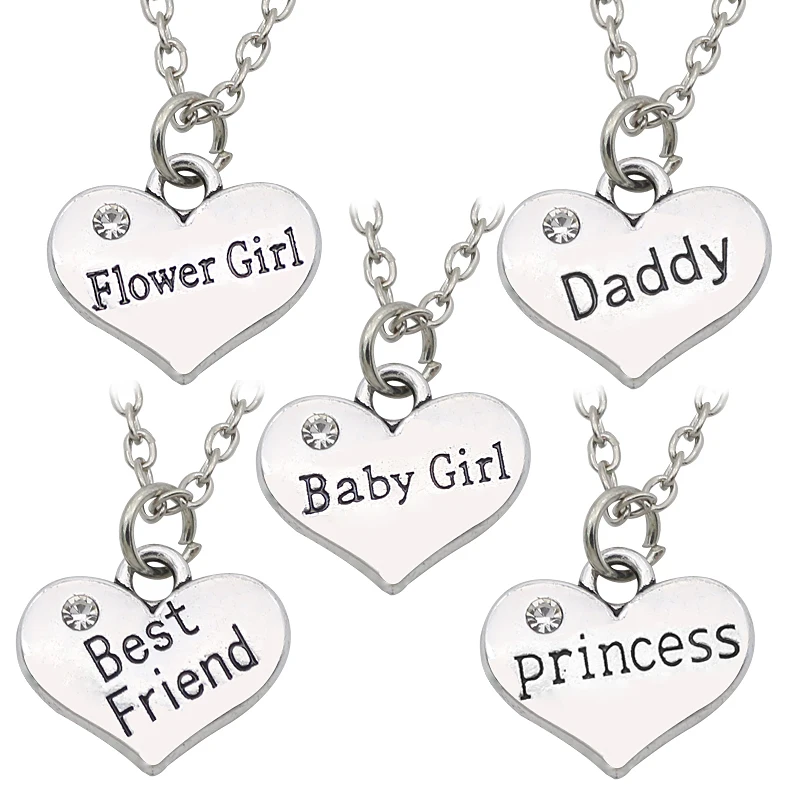 Daddy-Best-Friends-Princess-Baby-Girl-Flower-Girl-Charm-Pendant-Necklaces-Love-Heart-Rhinestone-Choker-Necklace
