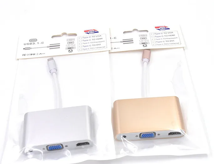 "E ZHOU" EZTC007 USB 3,1 тип-c к VGA+ HDMI+ 3,5 мм аудио интерфейс конвертер