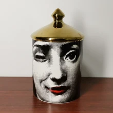 Vintage portavelas cara humana Lina cerámica joyería almacenamiento tarro decoración del hogar adornos almacenamiento Cafts