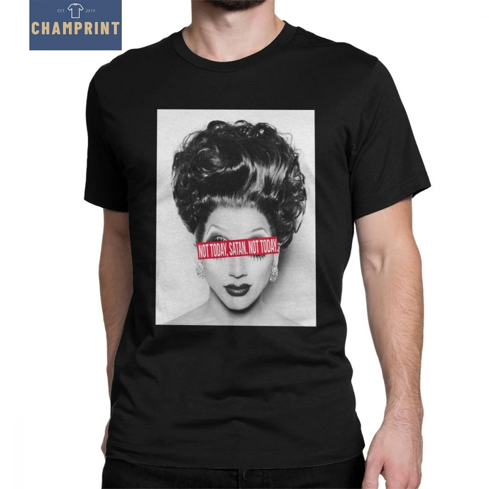

RuPaul Not Today Satan Not Today RuPaul's Drag Race Men T Shirt Simple Cotton Short Sleeves Tee Shirt T-Shirts Grey Clothes