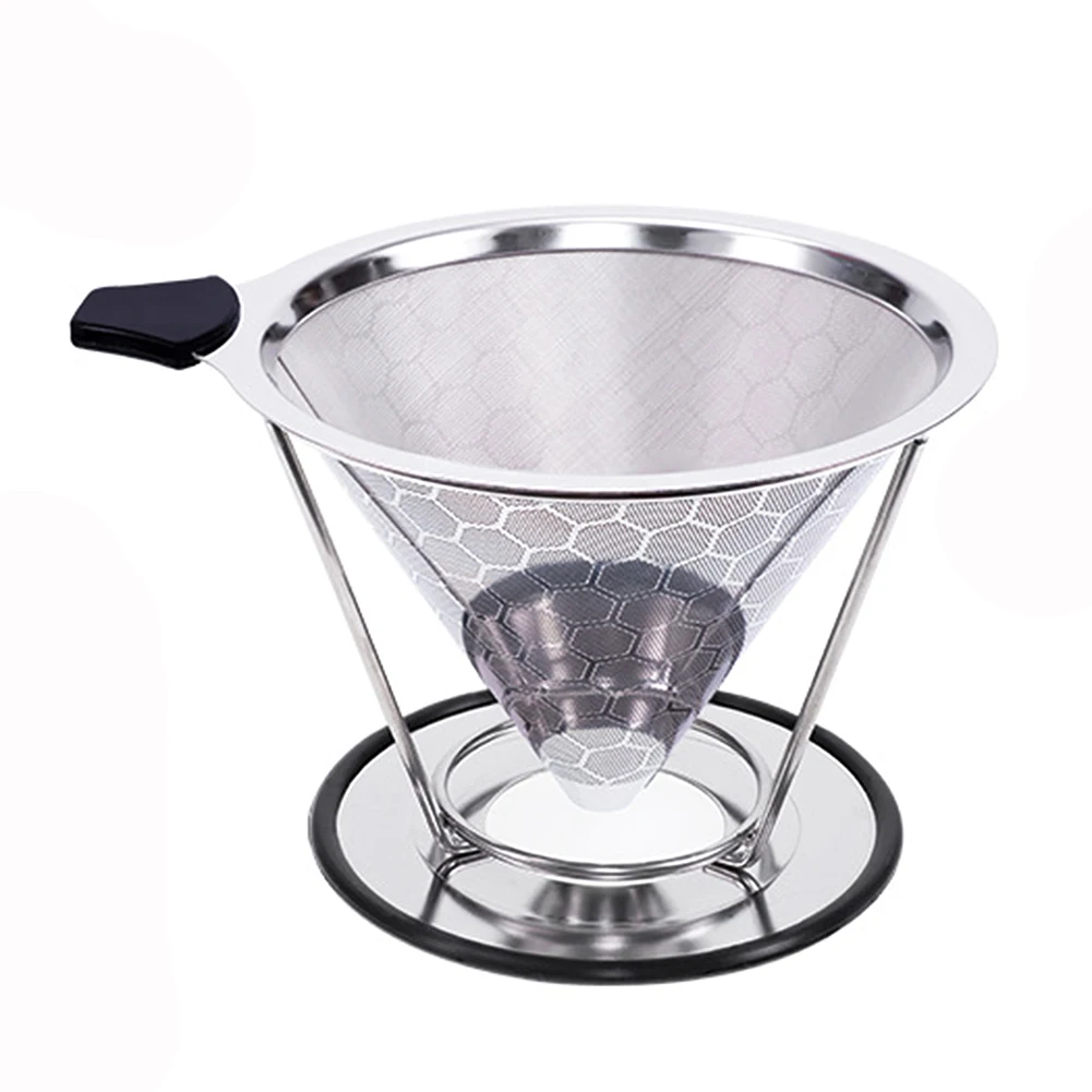 Stainless Steel Double Layer Coffee Filter Reusable Pour Over Coffee Dripper Cone With Non-slip Stand Reusable Coffee Filter Stainless Steel Double Layer Coffee Filter Reusable Pour Over Coffee Dripper Cone With Non-slip Stand Reusable Coffee Filter
