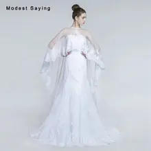 Elegant Mermaid Lace Wedding Dresses 2017 with Chapel Train Bolero Coats Formal Women Bridal Gowns vestido de noiva Custom Made