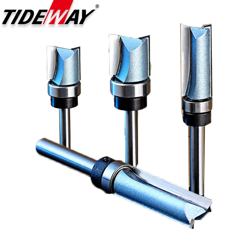 

Tideway 1pc 1/2" 1/4" Shank Flush Trim Router Bit For Wood Woodworking Tungsten Steel Straight Bit With Bearing Milling Cutter