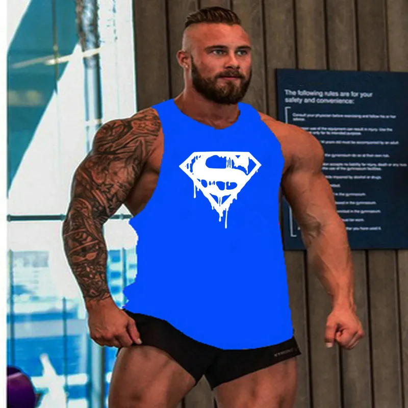 Новое поступление для бодибилдинга tanktop Superman Gym рубашка без рукавов Мужская майка для фитнеса Спортивная тренировочная майка для бега - Цвет: 11