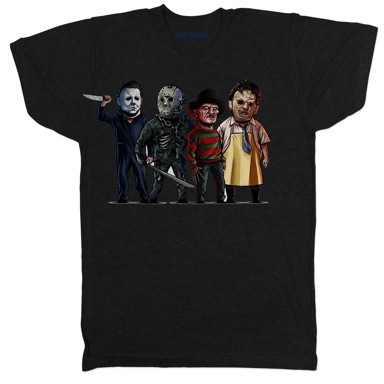 

HALLOWEEN SCREAM FRIDAY 13TH FILM MOVIE HORROR CHUCKY FREDDY CARTOON T SHIRT Men T-Shirts Men Clothing Plus Size top tee