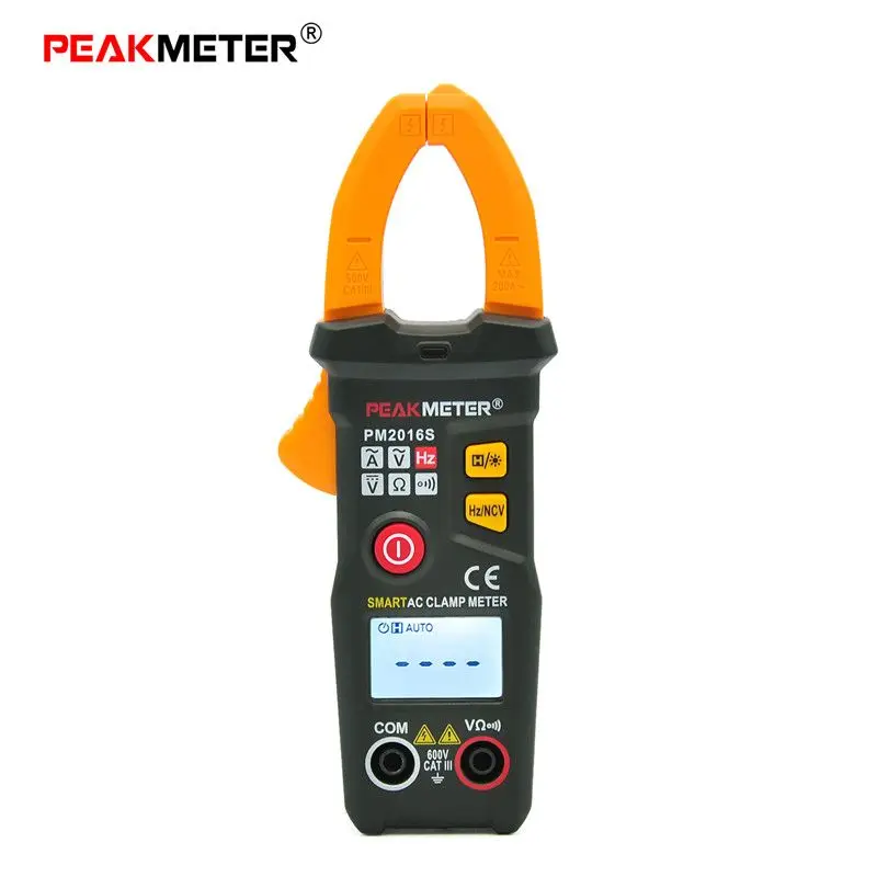 Peakmeter PM2016S Умный Цифровой AC клещи 6000 счетчик AC DC Вольтметр Омметр тестер частоты Удержание данных NCV токовый зажим