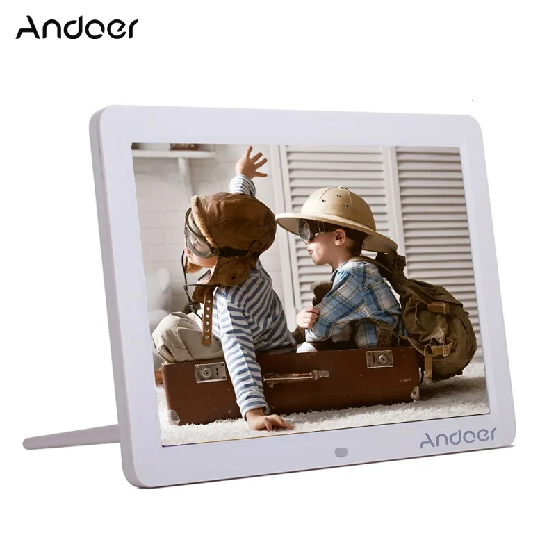 Andoer 1" HD светодиодный электронный цифровой фоторамка 1280*800 с пультом дистанционного управления с часами Календарь MP3 MP4 функция видеоплеера - Цвет: Слоновая кость