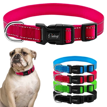 

Dog Collar Nylon Reflective Durable Pitbull Collars Adjustable For Medium Large Dogs Pet collares para perros
