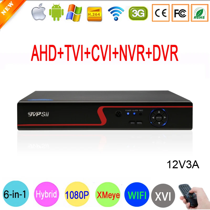 

1080P CCTV Camera Red Panel Hi3521A XMeye 16 Channel 6 in 1 Coaxial Hybrid Wifi Onvif XVI CVI NVR TVI AHD DVR Free Shipping