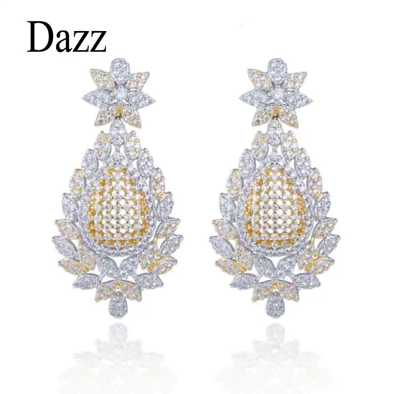 Dazz Exquisite Big Dangle Earrings Hollow Out Flowers Pineapple Yellow Jewelry Wedding Banquet Women Bride Accessories Gift 2019 | Украшения