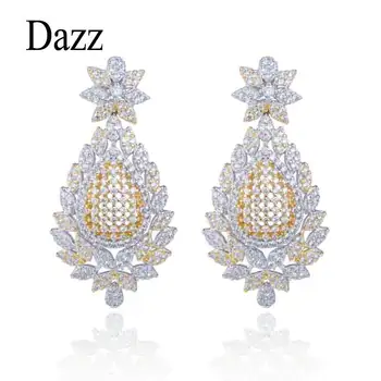

Dazz Exquisite Big Dangle Earrings Hollow Out Flowers Pineapple Yellow Jewelry Wedding Banquet Women Bride Accessories Gift 2019