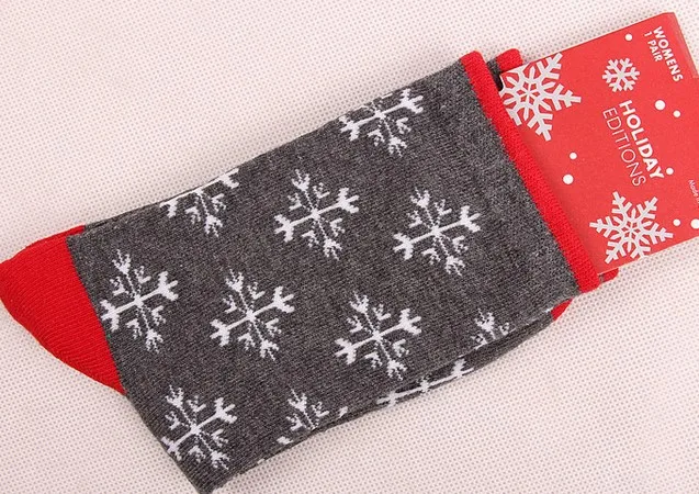Осенне-зимние модные повседневные женские хлопковые носки с изображением Санта-Клауса, оленя, снеговика, рождественские носки, 6 пар/партия - Цвет: snow gray