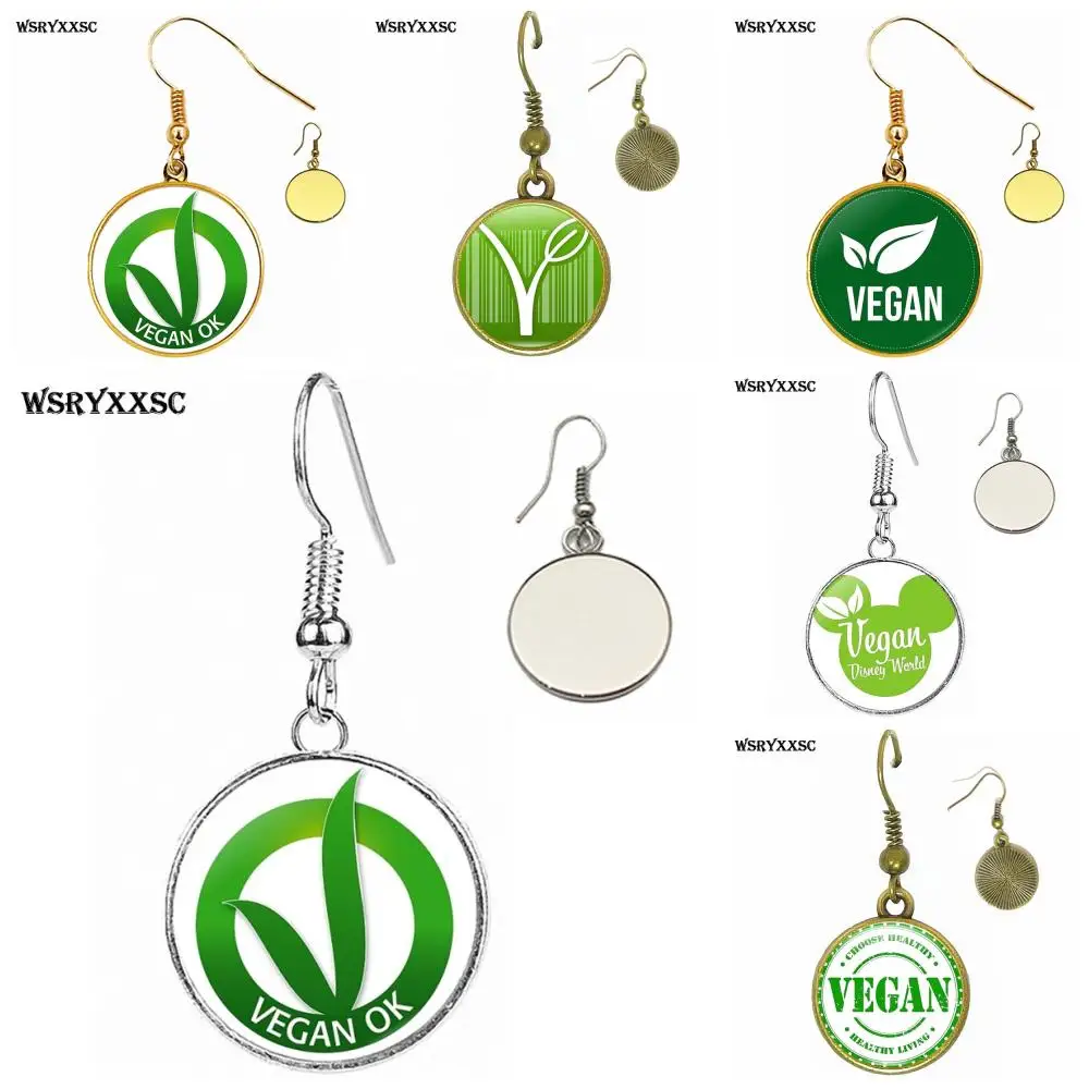 

EJ Glaze Vegan For Unisex Vintage Plated Jewelry Glass Cabochon Bronze/Silver/Golden Clip Ear Hook Drop Earrings