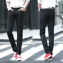 Топ мода мужские джинсы бренд Robin для мужчин сплошной цвет полная длина средний черный цвет распродажа брюки карандаш