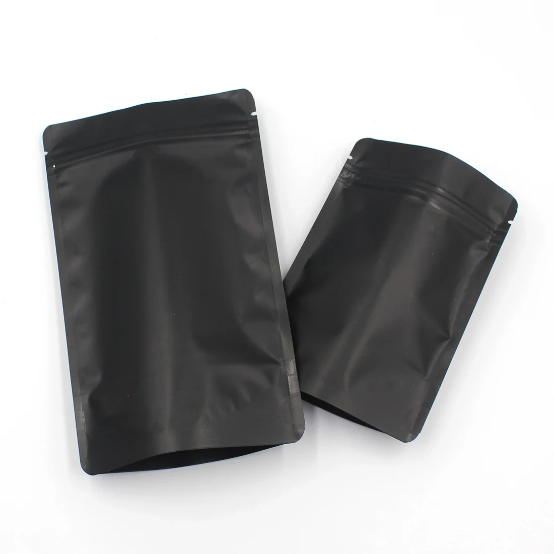 Multi-size 50pcs Heat Sealable Zipper Top Food Coffee Storage Bags Matte Black Aluminum Foil Stand Up Zip Lock Plastic Bag Pouch 2