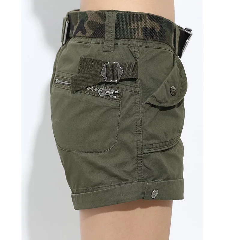  Brand Laides Shorts Women Casual Shorts Loose Pockets Zipper Military Army Green Large Summer Ladie