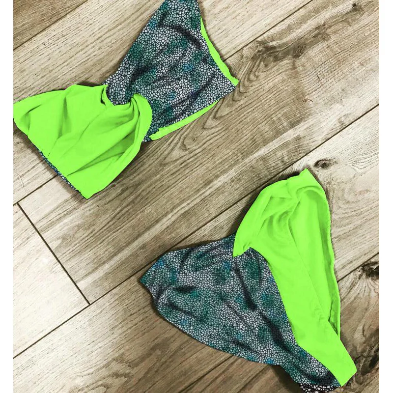 

Sexy New Patchwork Bikini 2019 Summer Bathing Suit Leopard Swimwear Women Swimsuit Bandeau Brazilian Bikinis Set maillot de bain