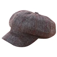 Шапка женская шапка мужская шляпа Кепки gorros mujer invierno Винтаж Для женщин Зимняя однотонная шапка берет Кепки корейский художник с закруглёнными краями и пуговицей сверху береты